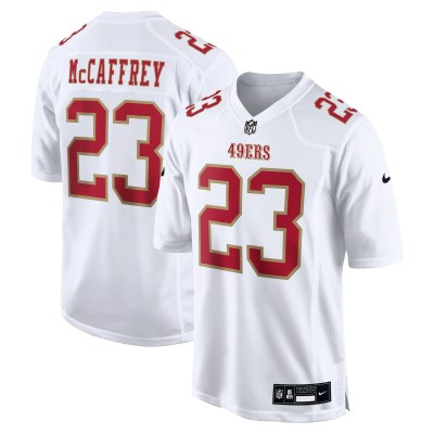 Men's San Francisco 49ers Christian McCaffrey Tundra White Fashion Game Jersey 01