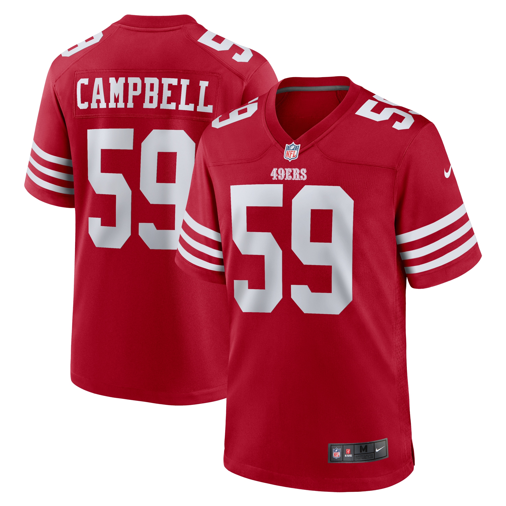 Men's San Francisco 49ers De'Vondre Campbell  Scarlet Team Game Jersey