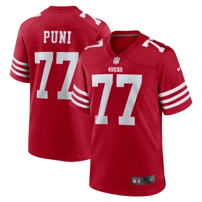 Men's San Francisco 49ers Dominick Puni  Scarlet Team Game Jersey 01