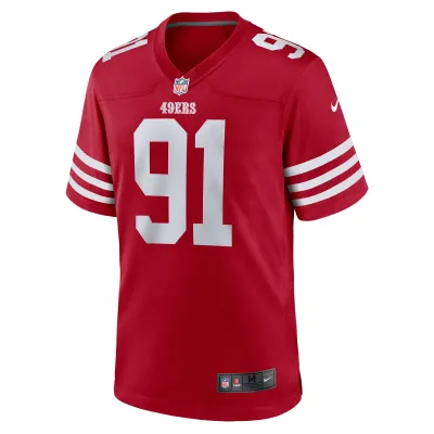 Men's San Francisco 49ers Earnest Brown IV  Scarlet Team Game Jersey 02