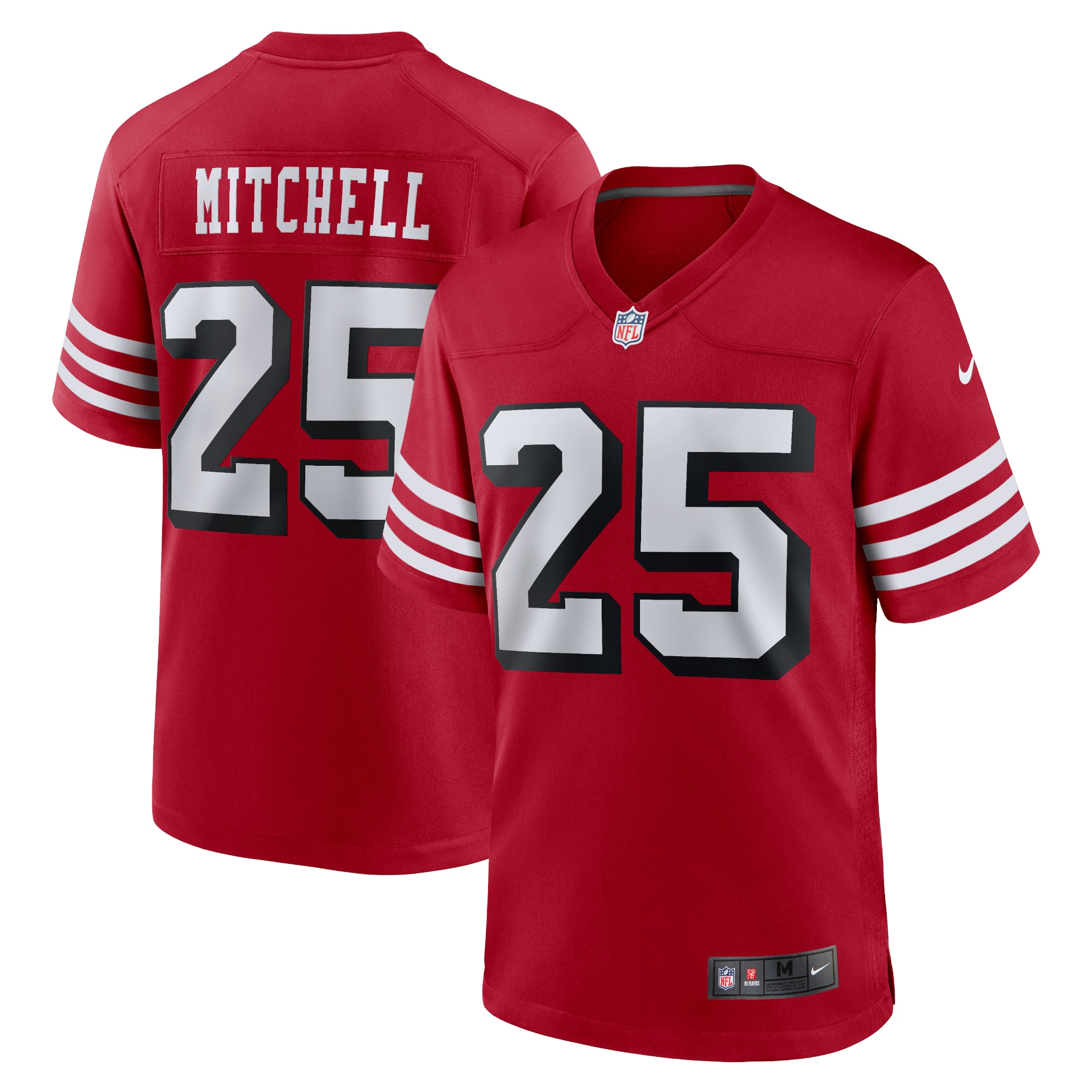 Men's San Francisco 49ers Elijah Mitchell Scarlet Alternate Team Game Jersey