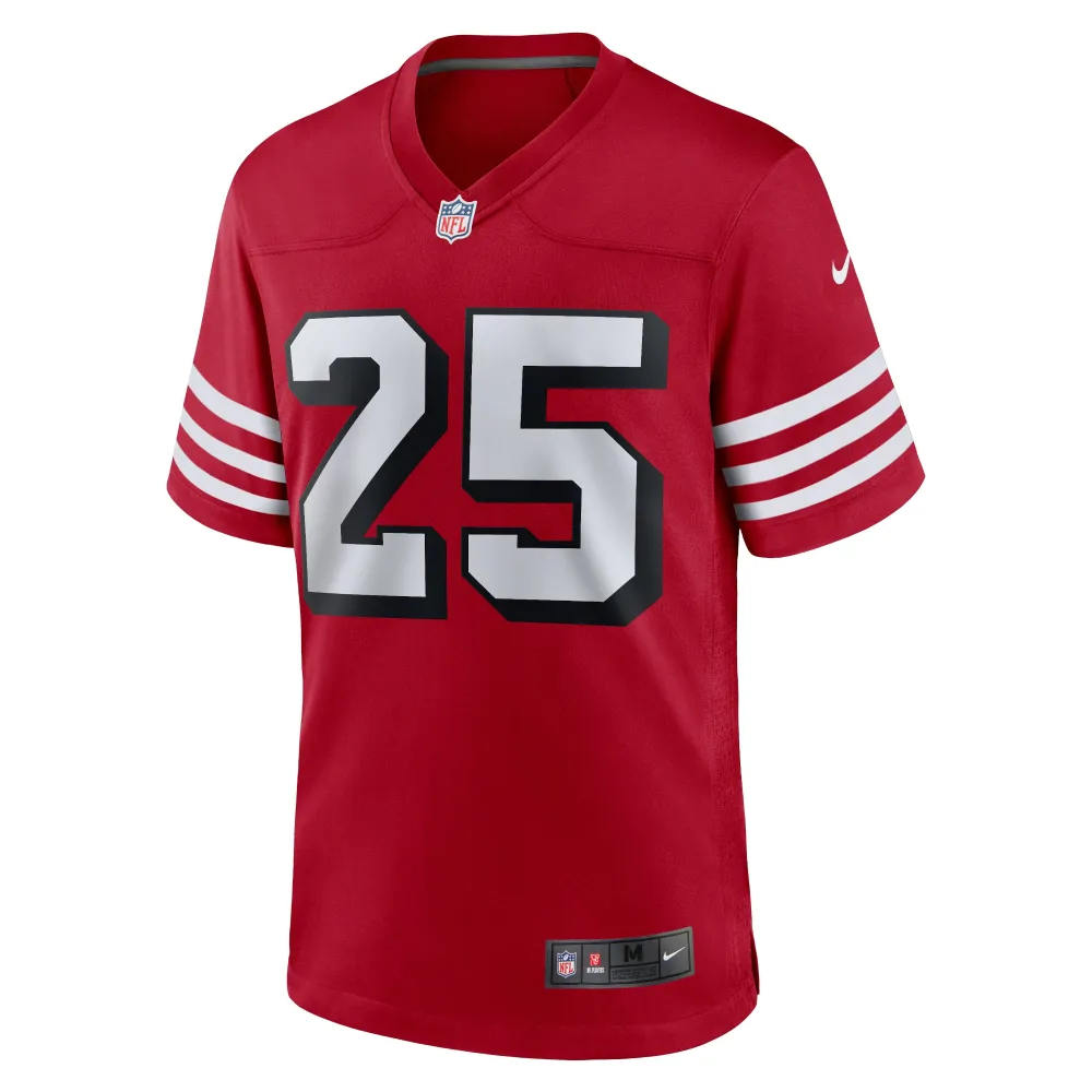 Men's San Francisco 49ers Elijah Mitchell  Scarlet Alternate Team Game Jersey