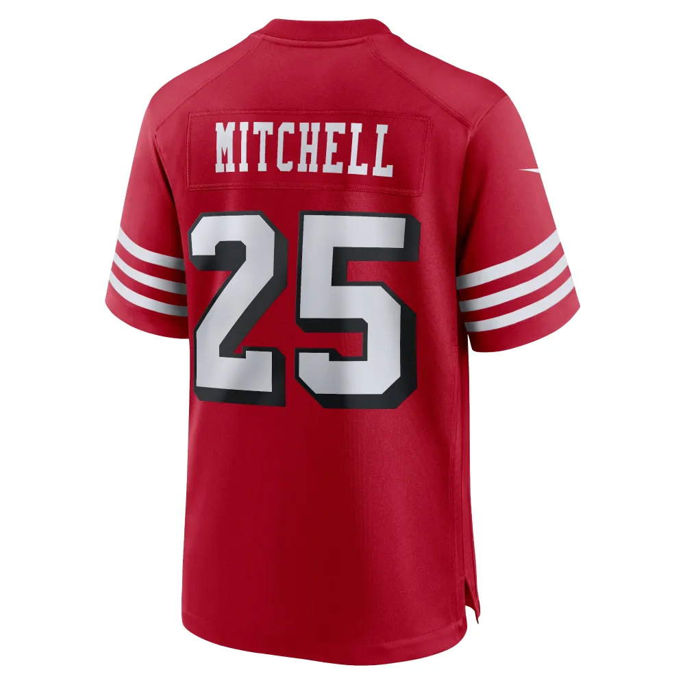 Men's San Francisco 49ers Elijah Mitchell  Scarlet Alternate Team Game Jersey