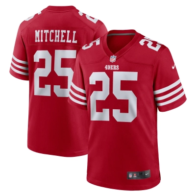 Men's San Francisco 49ers Elijah Mitchell Scarlet Team Player Game Jersey 01