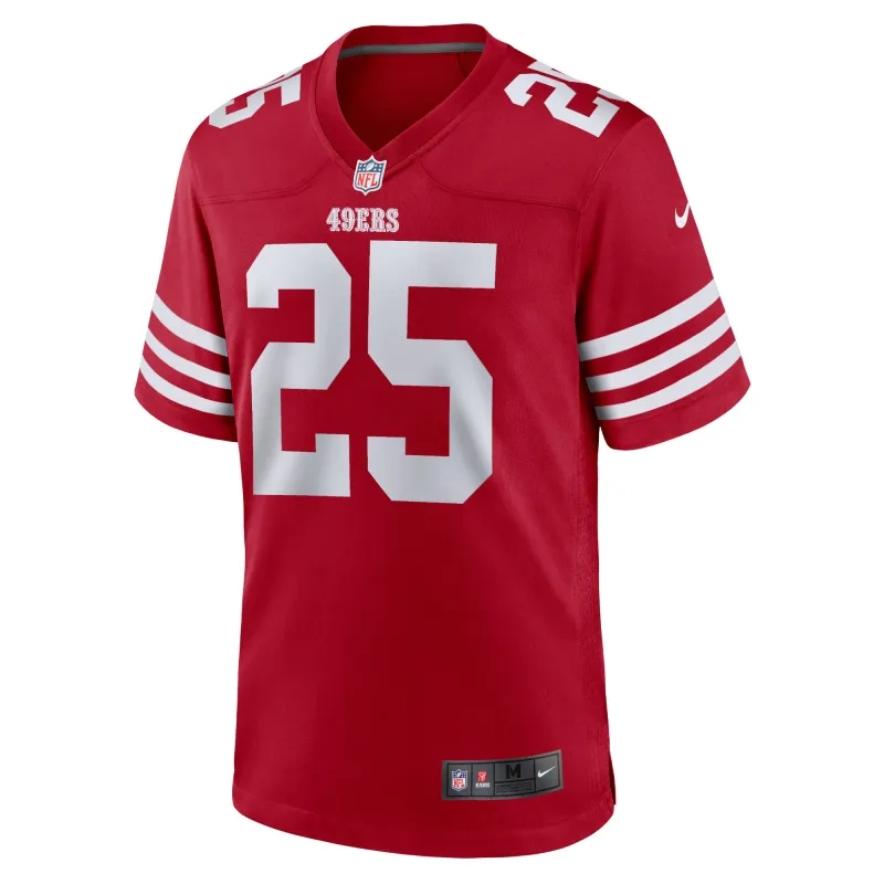 Men's San Francisco 49ers Elijah Mitchell Scarlet Team Player Game Jersey