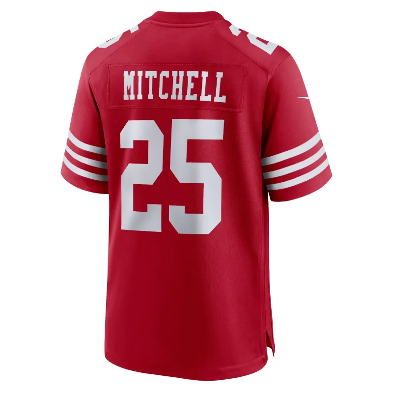 Men's San Francisco 49ers Elijah Mitchell Scarlet Team Player Game Jersey