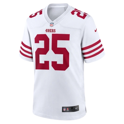 Men's San Francisco 49ers Elijah Mitchell White Player Game Jersey 02