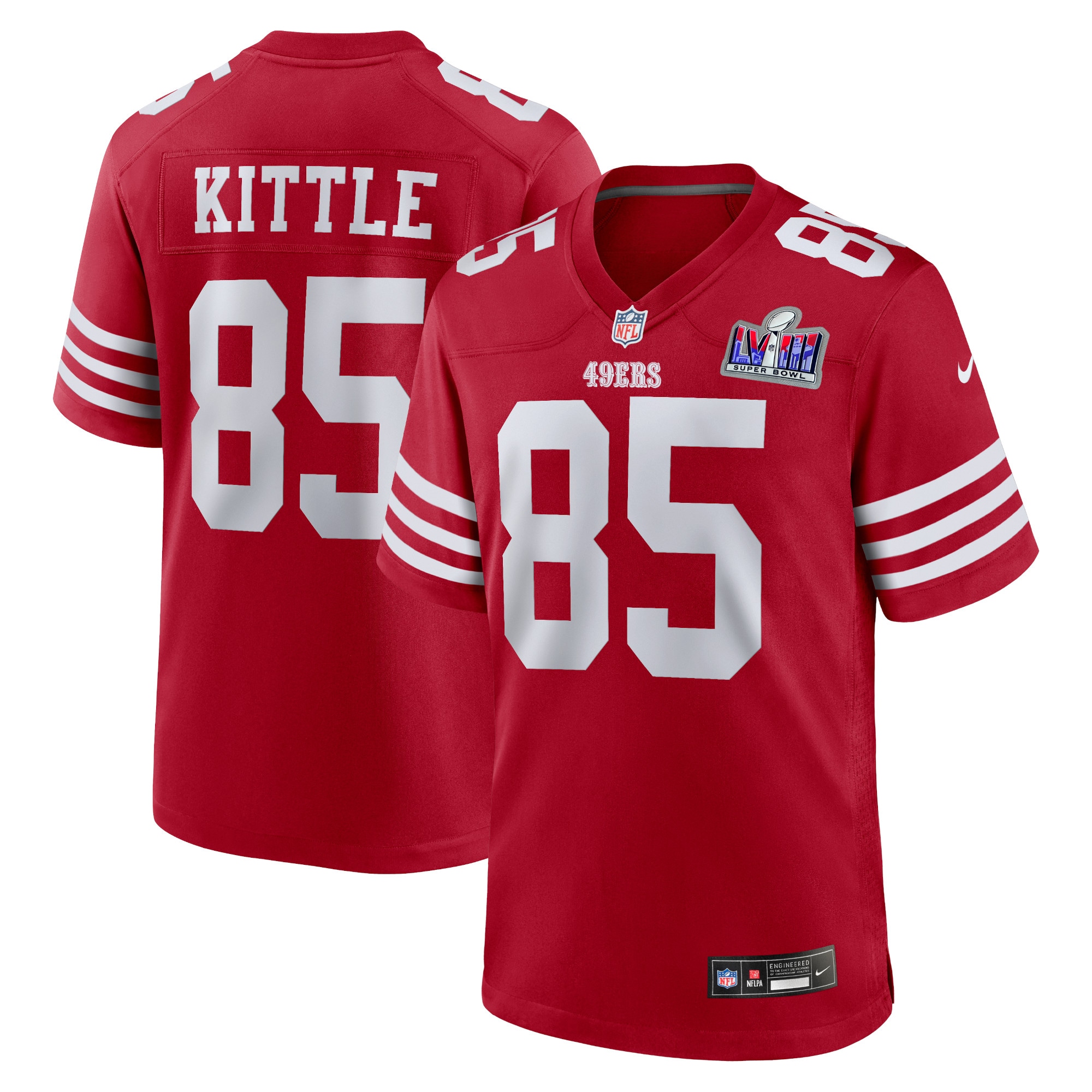 Men's San Francisco 49ers George Kittle Scarlet Super Bowl LVIII Game Jersey