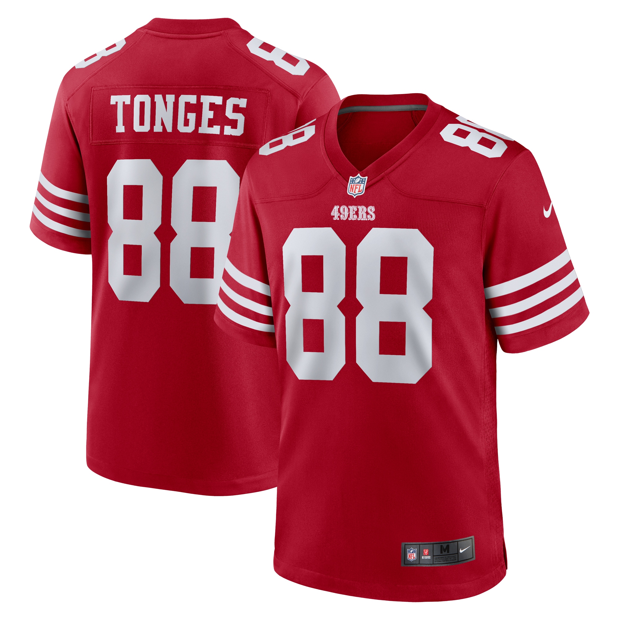 Men's San Francisco 49ers Jake Tonges  Scarlet Team Game Jersey
