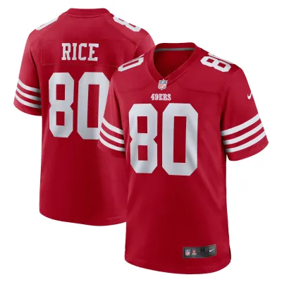 Men's San Francisco 49ers Jerry Rice Scarlet Retired Team Player Game Jersey 01