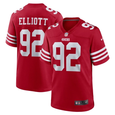 Men's San Francisco 49ers Jordan Elliott  Scarlet Team Game Jersey 01