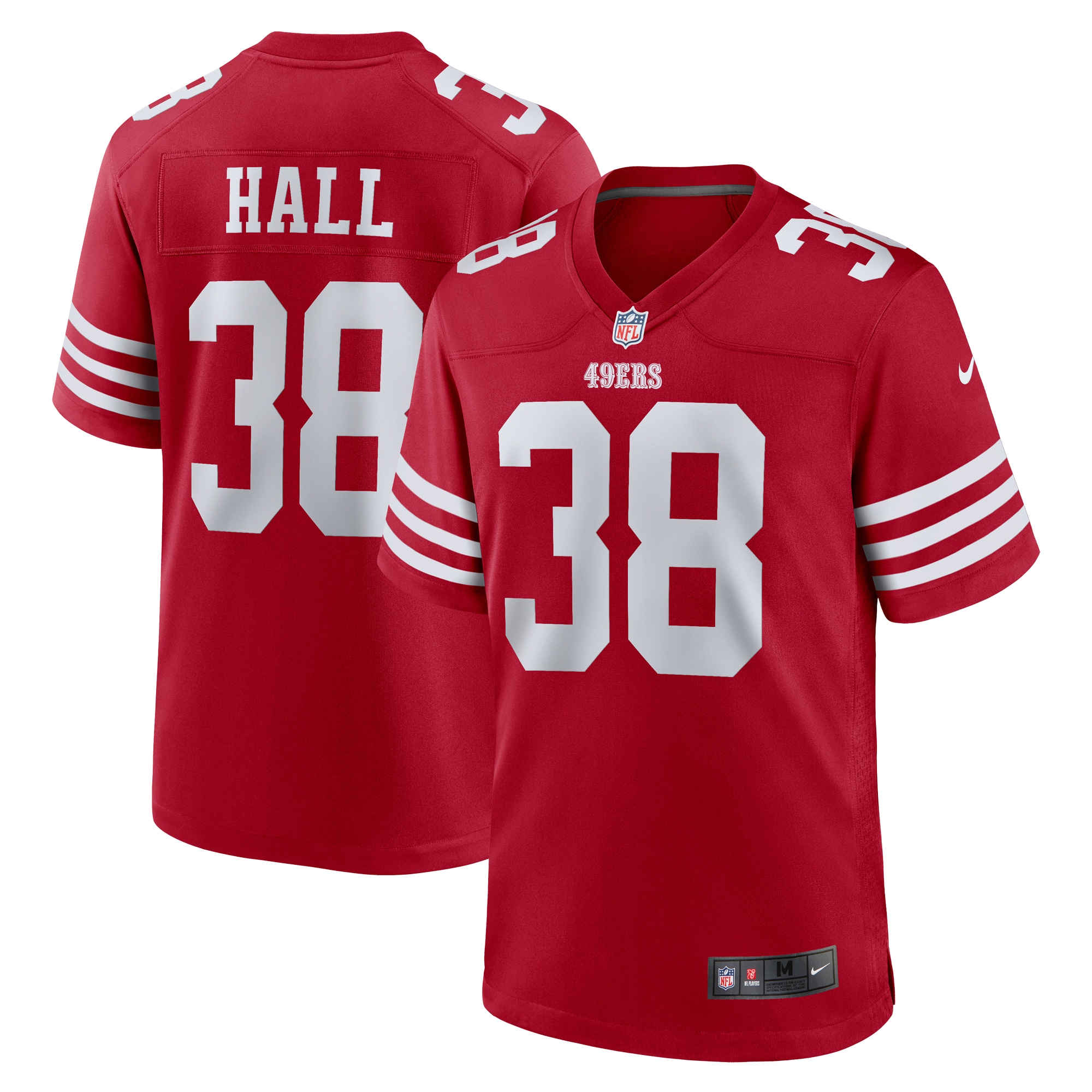 Men's San Francisco 49ers Kemon Hall  Scarlet Team Game Jersey