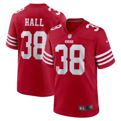 Men's San Francisco 49ers Kemon Hall  Scarlet Team Game Jersey 01