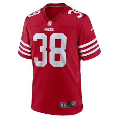 Men's San Francisco 49ers Kemon Hall  Scarlet Team Game Jersey 02