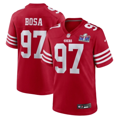 Men's San Francisco 49ers Nick Bosa Scarlet Super Bowl LVIII Game Jersey 01