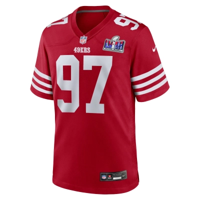 Men's San Francisco 49ers Nick Bosa Scarlet Super Bowl LVIII Game Jersey 02