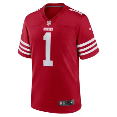 Men's San Francisco 49ers Number 1 Groom Scarlet Game Jersey 02