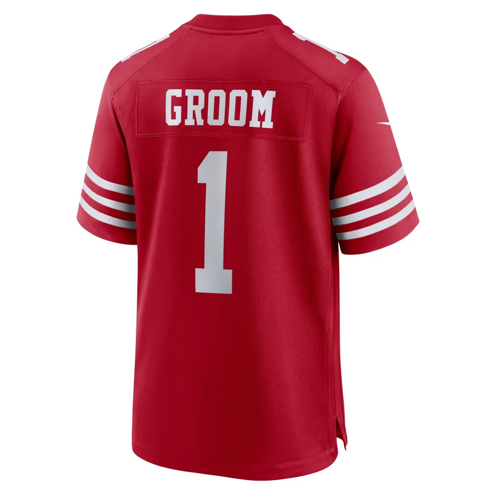 Men's San Francisco 49ers Number 1 Groom Scarlet Game Jersey