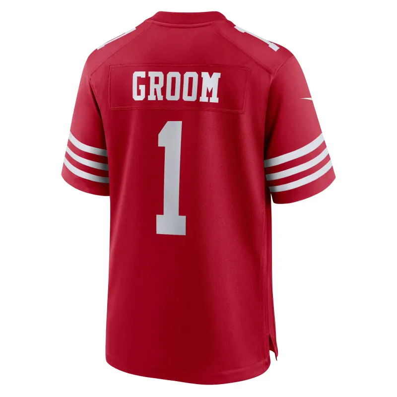Men's San Francisco 49ers Number 1 Groom Scarlet Game Jersey