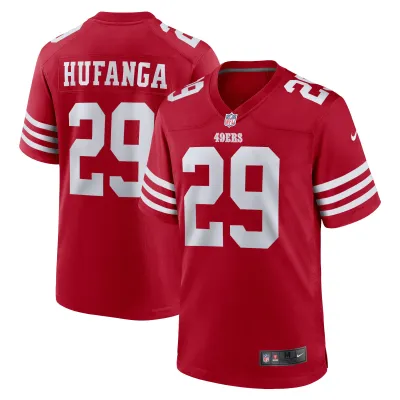Men's San Francisco 49ers Talanoa Hufanga Scarlet Game Player Jersey 01