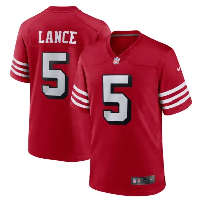 Men's San Francisco 49ers Trey Lance  Scarlet Alternate Game Jersey 01