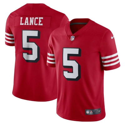 Men's San Francisco 49ers Trey Lance Scarlet Alternate Vapor Limited Jersey 01