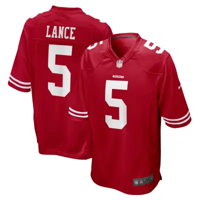 Men's San Francisco 49ers Trey Lance Scarlet Game Jersey 01