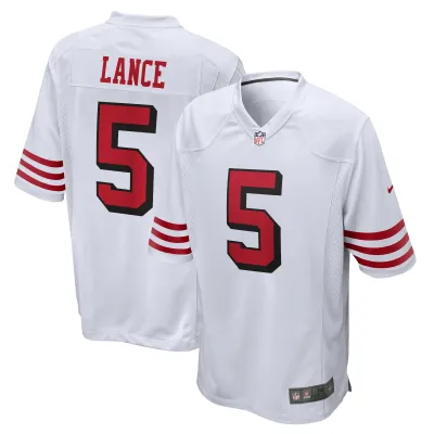 Men's San Francisco 49ers Trey Lance  White Alternate Game Jersey 01