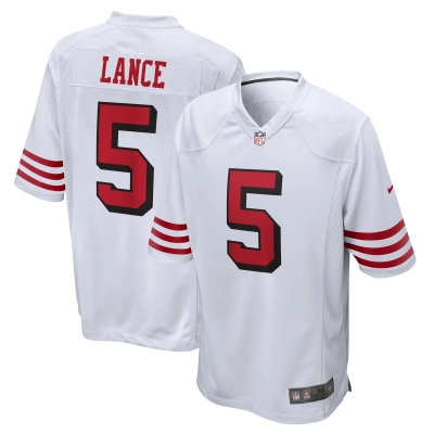 Men's San Francisco 49ers Trey Lance White Alternate Game Jersey 01