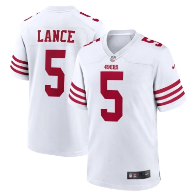Men's San Francisco 49ers Trey Lance White Player Game Jersey 01