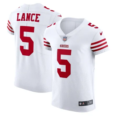 Men's San Francisco 49ers Trey Lance White Vapor Elite Jersey 01