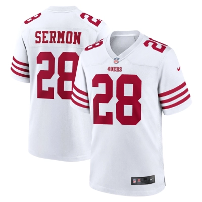 Men's San Francisco 49ers Trey Sermon White Player Game Jersey 01
