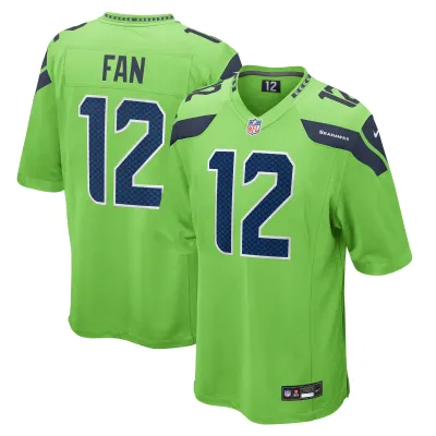 Men's Seattle Seahawks 12s Neon Green Game Jersey 01