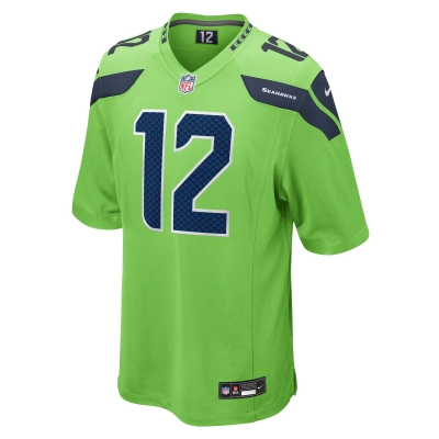 Men's Seattle Seahawks 12s Neon Green Game Jersey 02