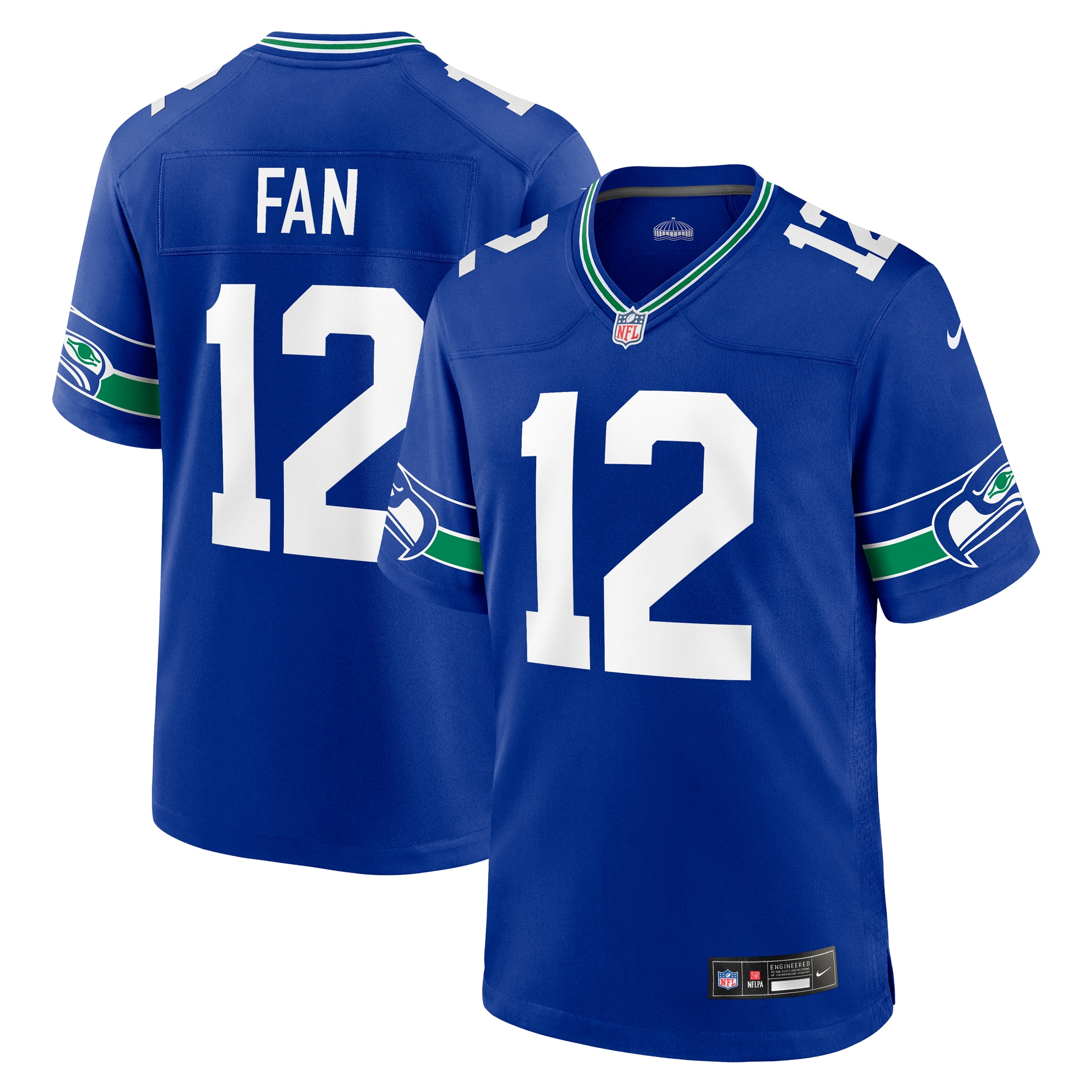 Men's Seattle Seahawks 12s Royal Throwback Player Game Jersey
