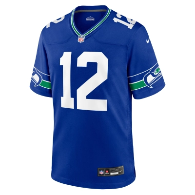 Men's Seattle Seahawks 12s Royal Throwback Player Game Jersey 02