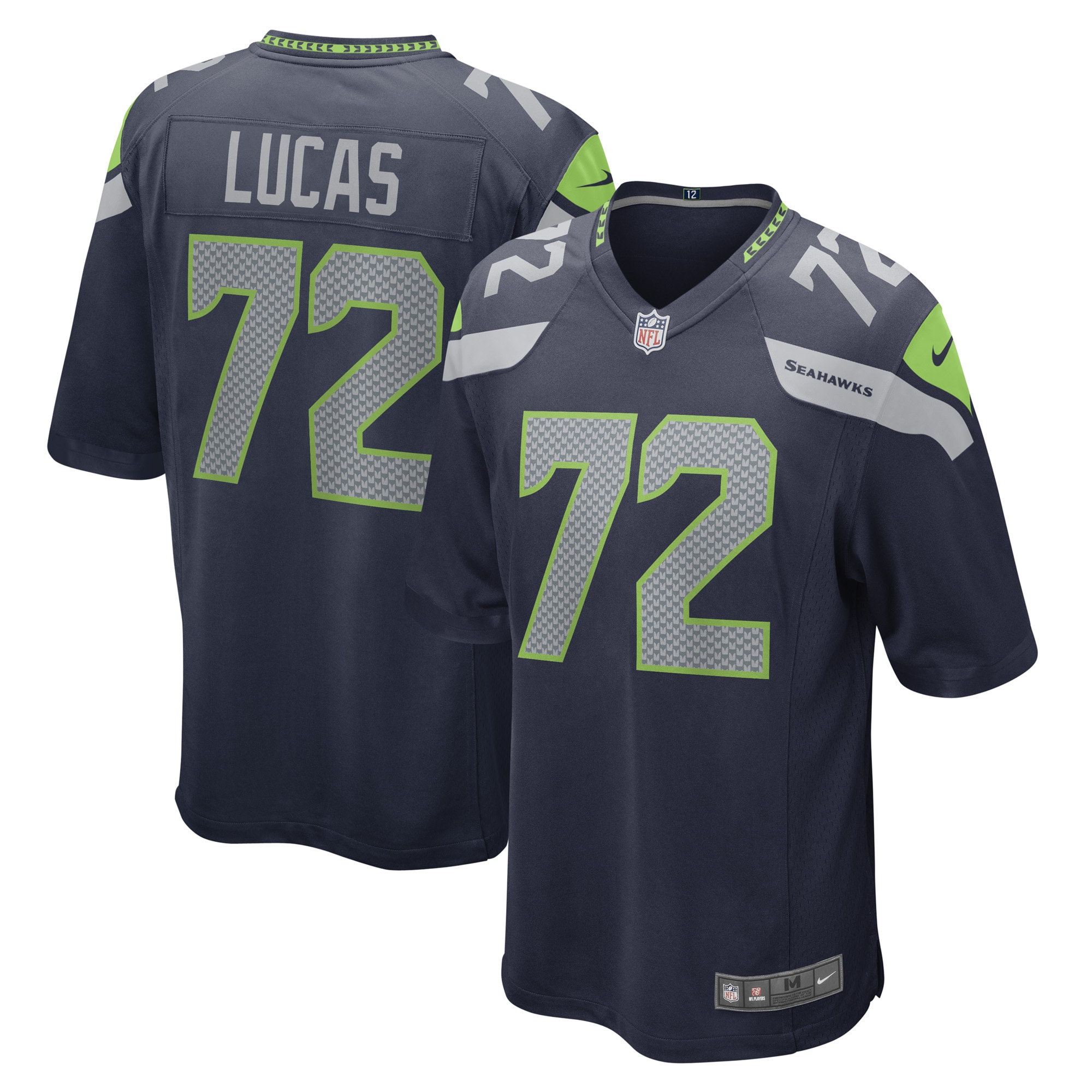 Men's Seattle Seahawks Abraham Lucas College Navy Game Player Jersey