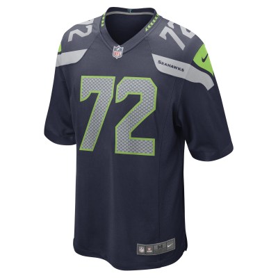 Men's Seattle Seahawks Abraham Lucas College Navy Game Player Jersey 02