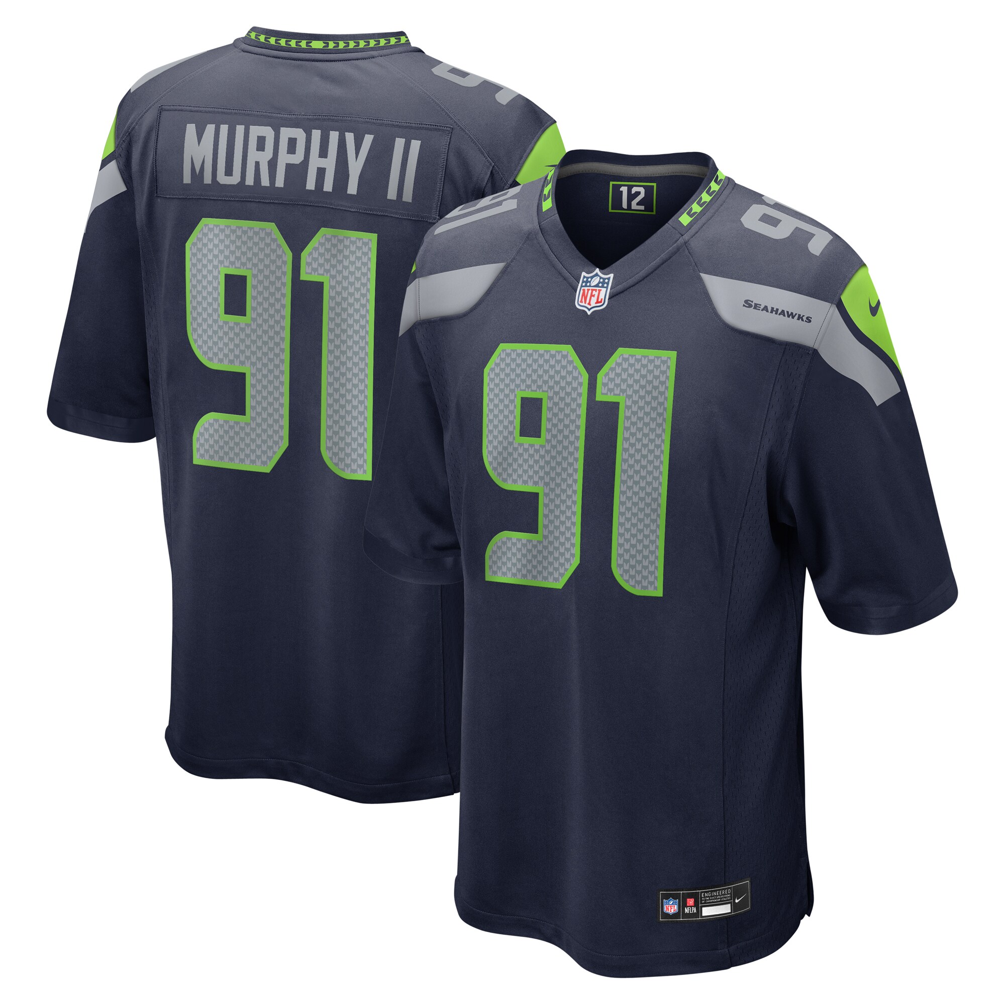 Men's Seattle Seahawks Byron Murphy II College Navy 2024 NFL Draft First Round Pick Player Game Jersey