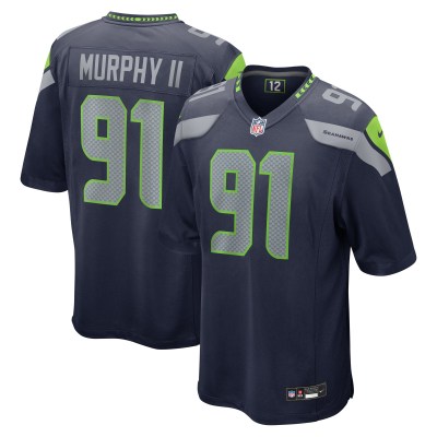 Men's Seattle Seahawks Byron Murphy II College Navy 2024 NFL Draft First Round Pick Player Game Jersey 01