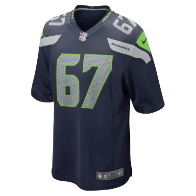 Men's Seattle Seahawks Charles Cross Navy Player Game Jersey 02