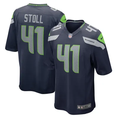 Men's Seattle Seahawks Chris Stoll College Navy Game Jersey 01