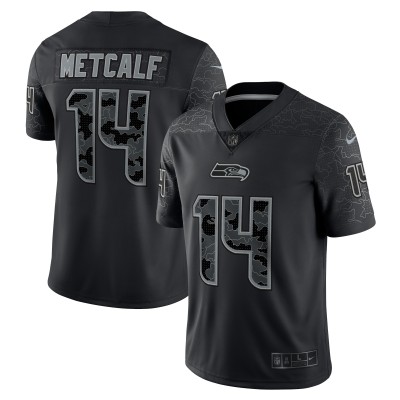 Men's Seattle Seahawks DK Metcalf Black RFLCTV Limited Jersey 01