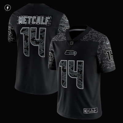 Men's Seattle Seahawks DK Metcalf Black RFLCTV Limited Jersey 02