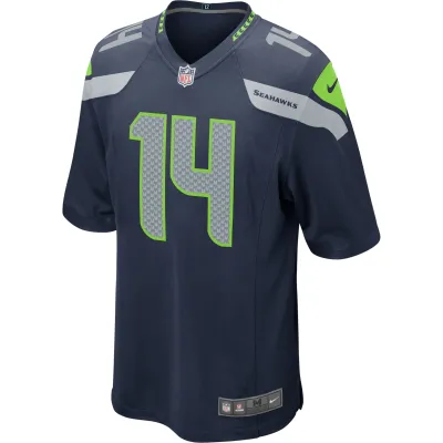 Men's Seattle Seahawks DK Metcalf College Navy Game Jersey 02