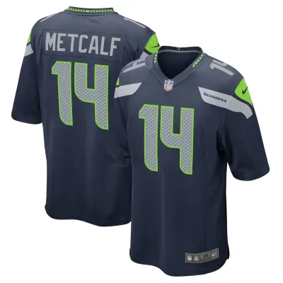 Men's Seattle Seahawks DK Metcalf College Navy Game Team Jersey 01