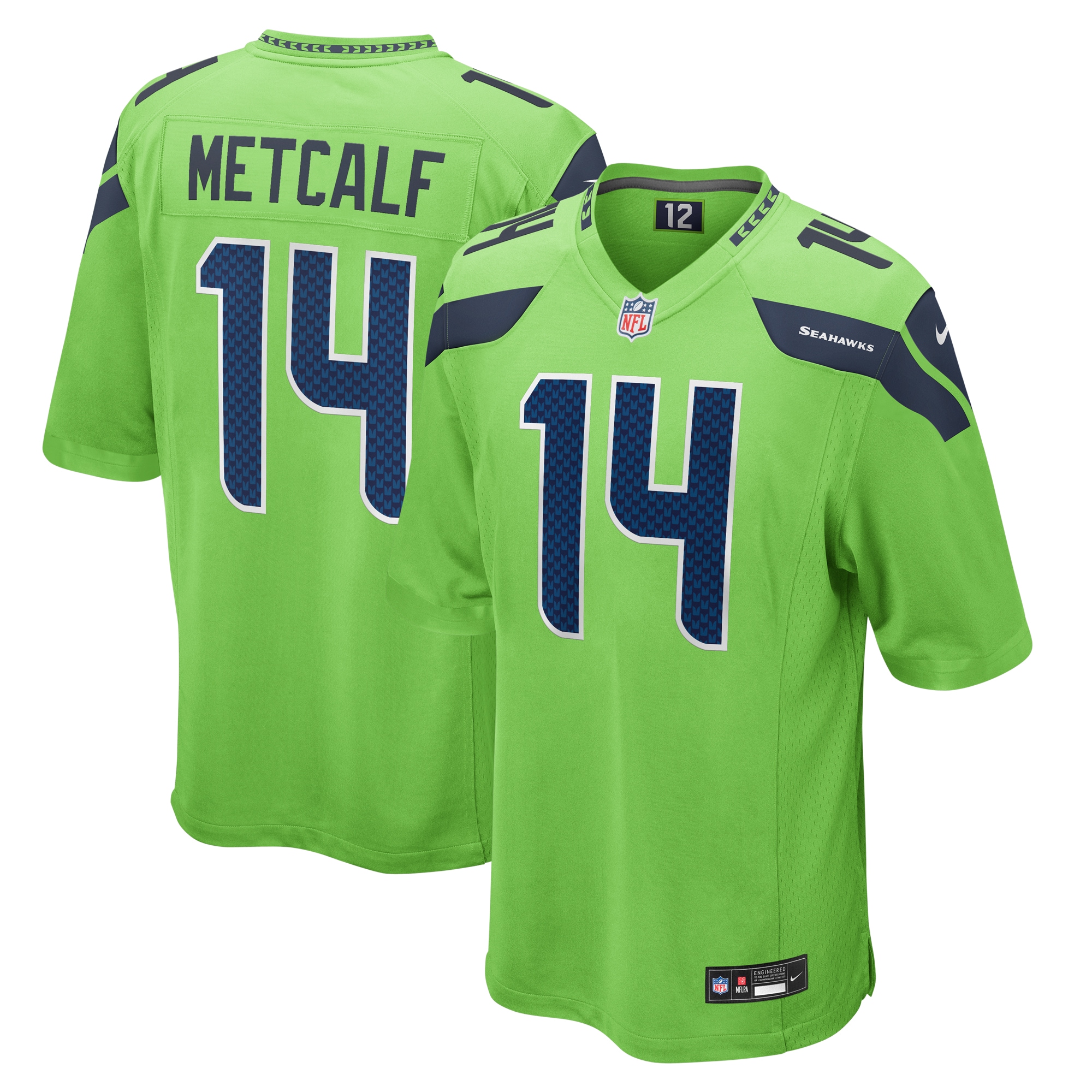 Men's Seattle Seahawks DK Metcalf Neon Green Game Jersey