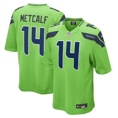 Men's Seattle Seahawks DK Metcalf Neon Green Game Jersey 01