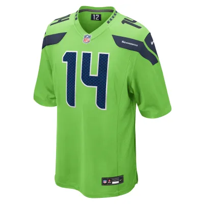Men's Seattle Seahawks DK Metcalf Neon Green Game Jersey 02