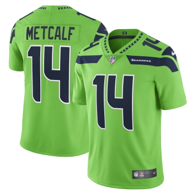 Men's Seattle Seahawks DK Metcalf Neon Green Vapor Limited Player Jersey 01